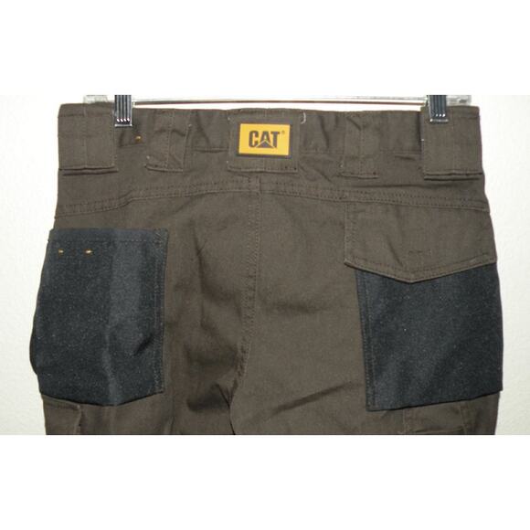 CAT H2O Defender Men's Canvas Cargo Pants 30 x 30 Brown Reinforced Knees - Picture 3 of 4